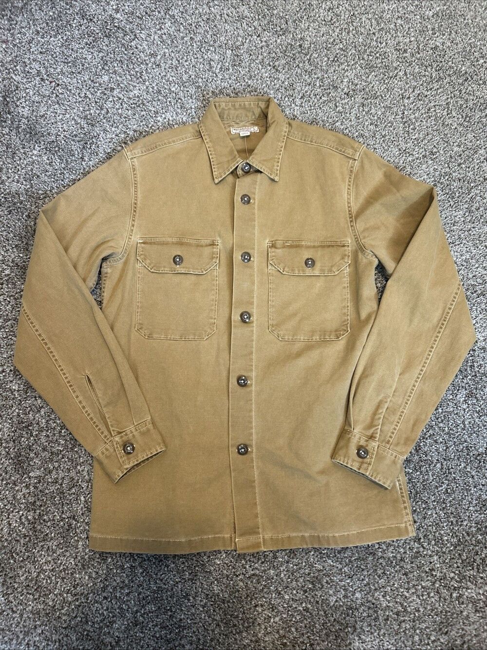 J Crew Wallace & Barnes Tan Canvas Long Sleeve Button-Up Shirt Jacket Small